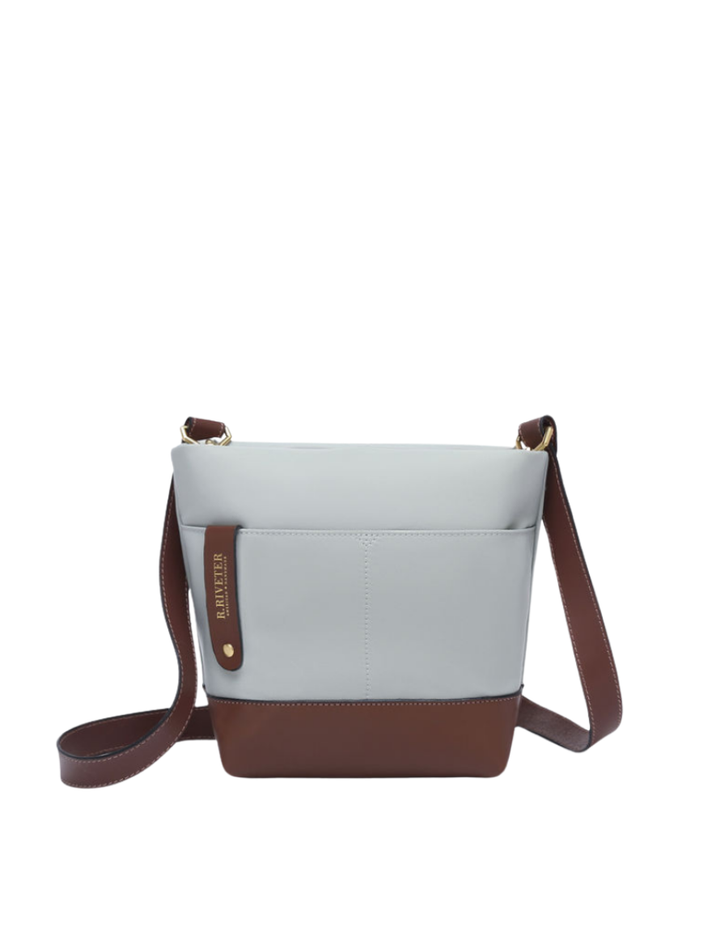 Betsy Bucket Bag | Slate Nylon + Brown Leather