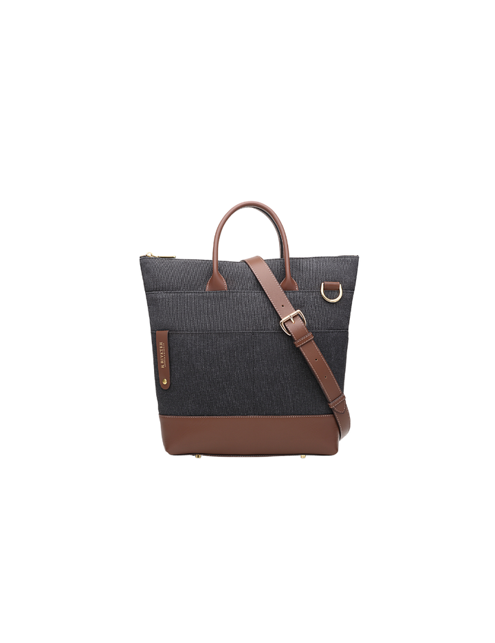 Otto Tote | Black Washed Canvas + Brown Leather
