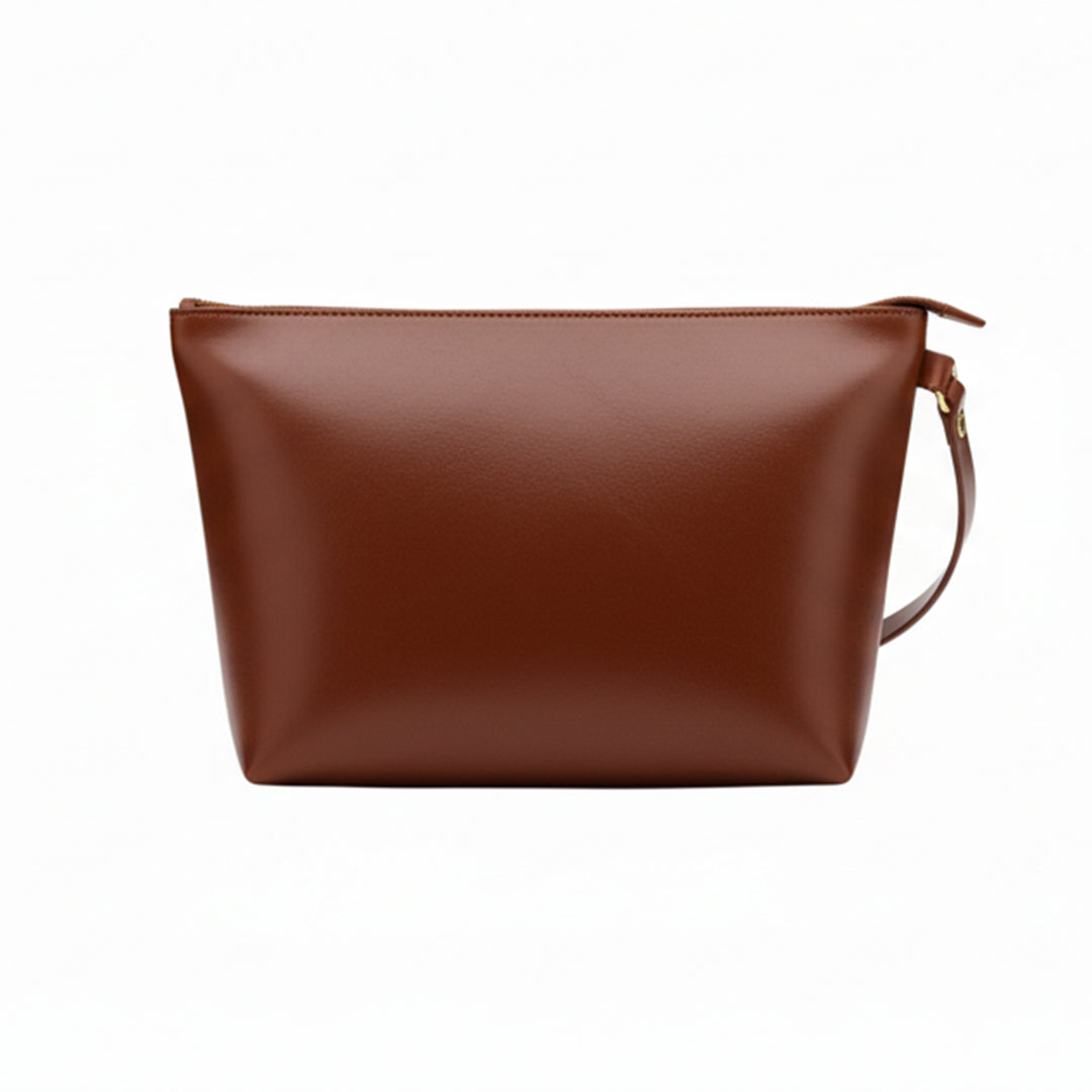 Naomi Zipper Clutch | Chocolate Brown Leather