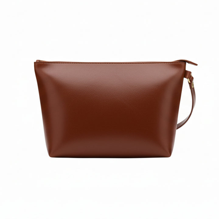 Naomi Zipper Clutch | Chocolate Brown Leather