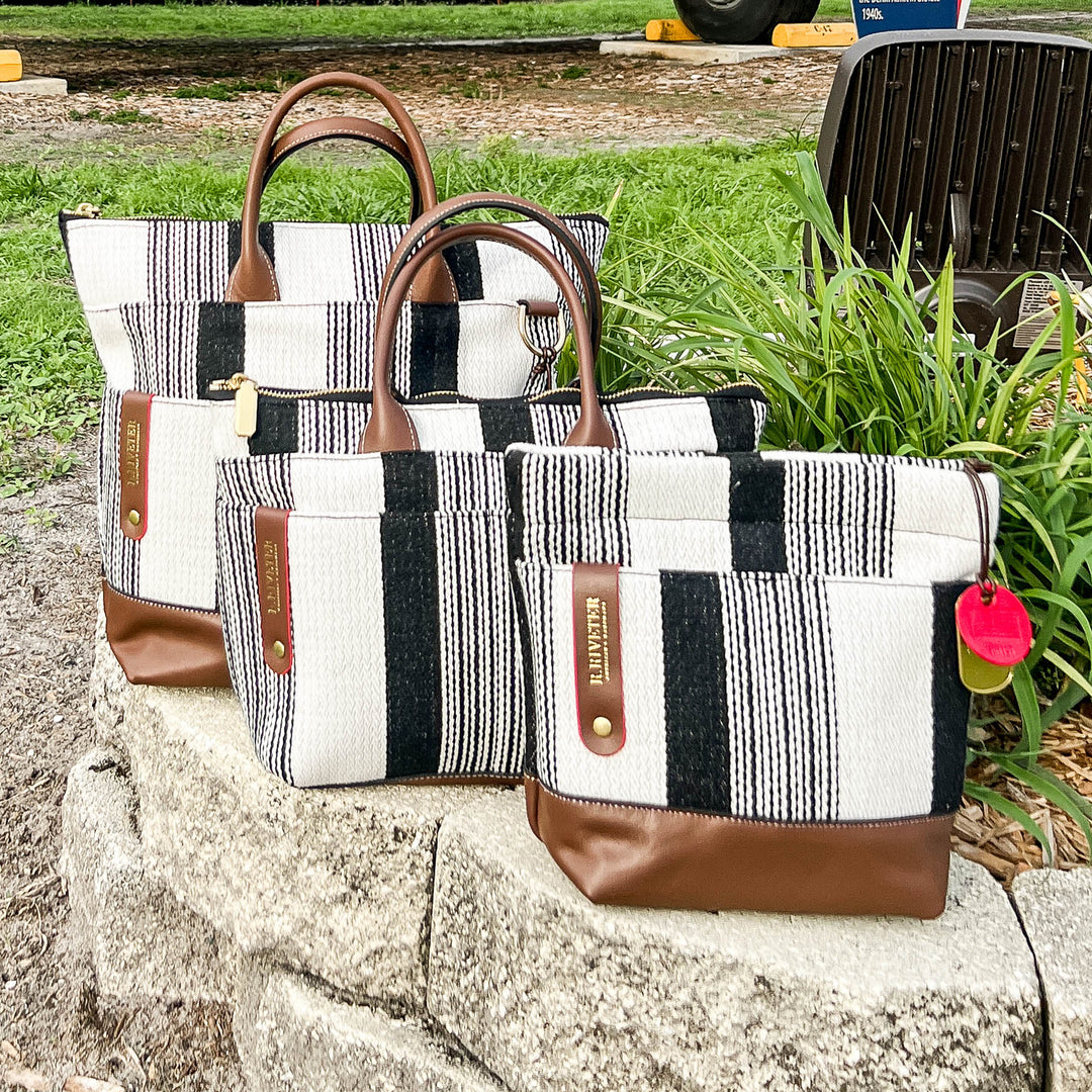 Otto | Black and White Woven + Brown Leather