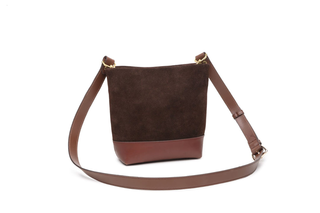 Betsy Bucket Bag | Coffee Suede + Brown