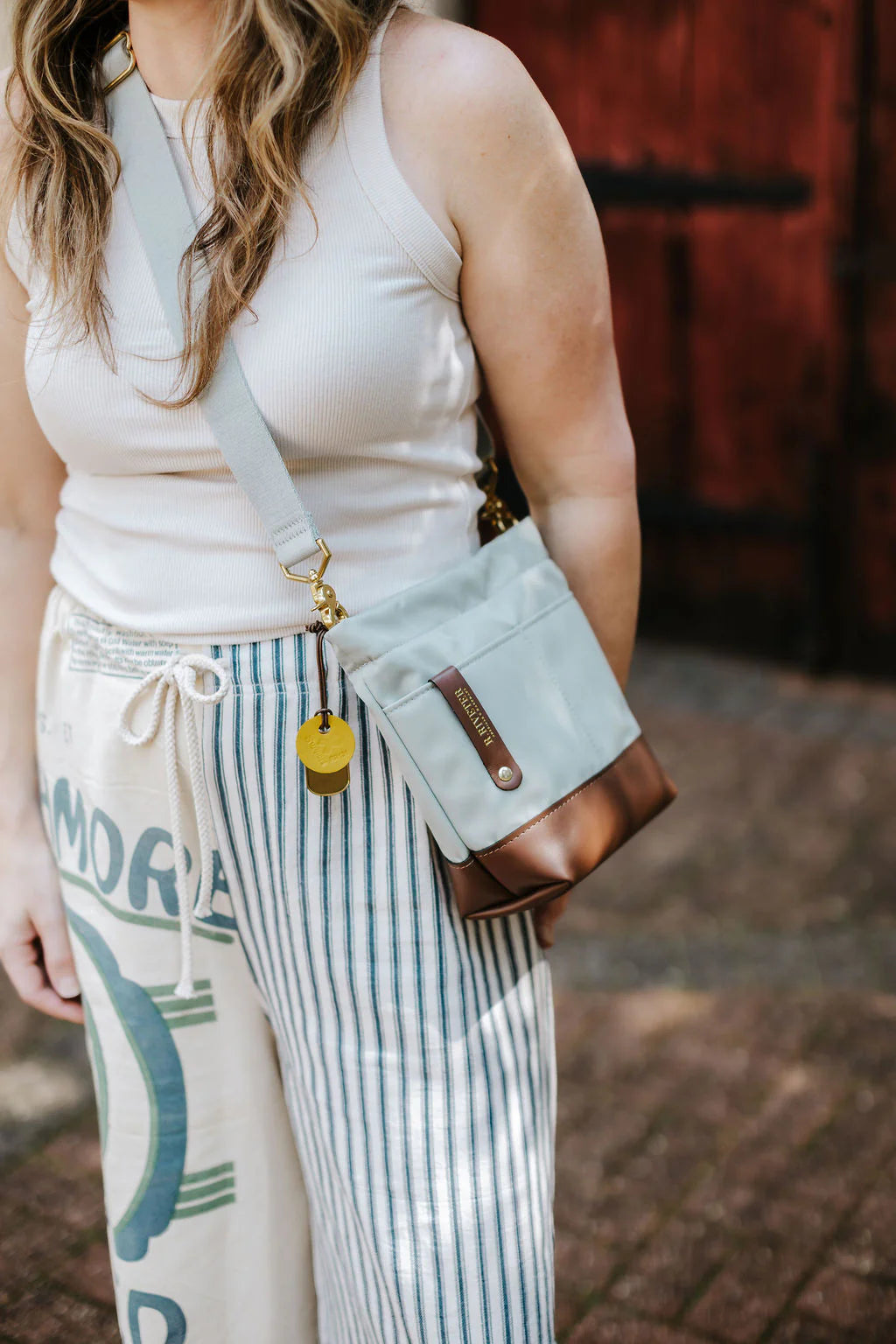 Betsy Bucket Bag | Slate Nylon + Brown Leather