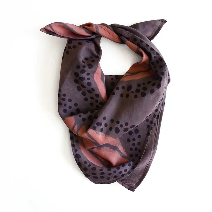 Scarf | Plum Purple Heart Cotton Silk Bandana Square