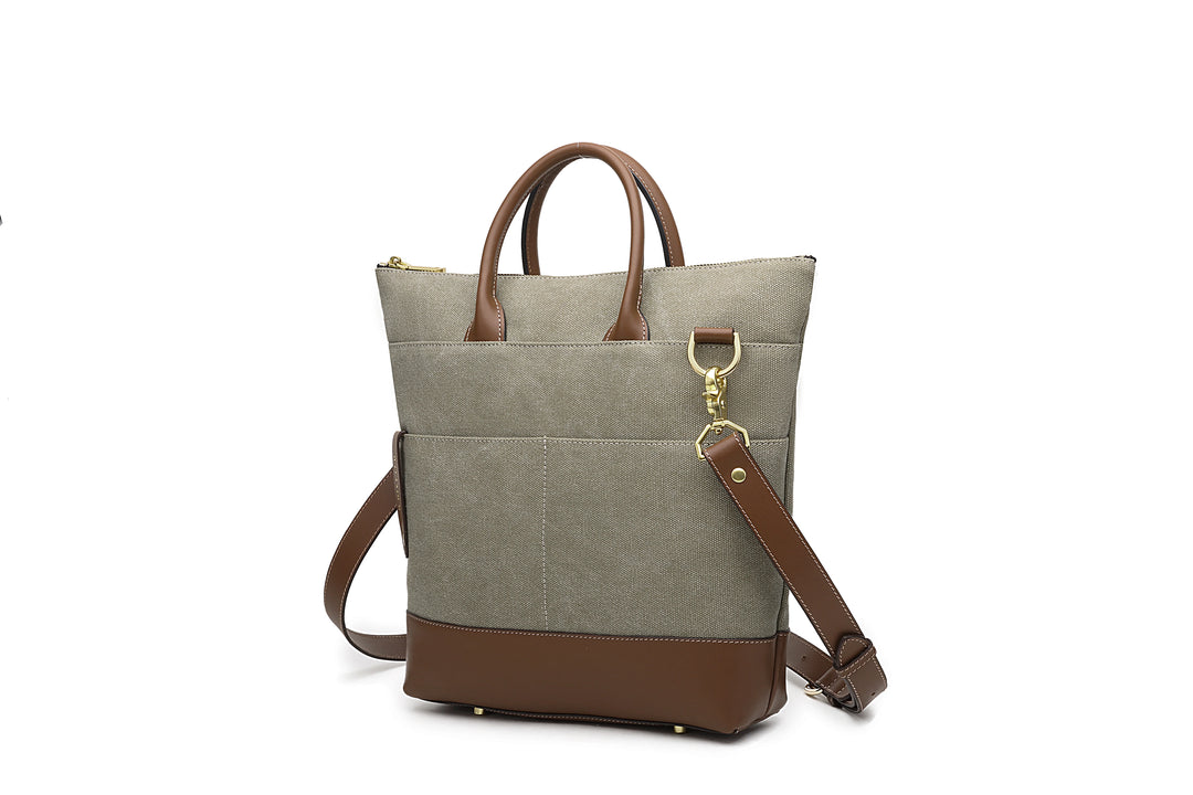 Otto Tote | Fatigue Washed Canvas + Brown Leather