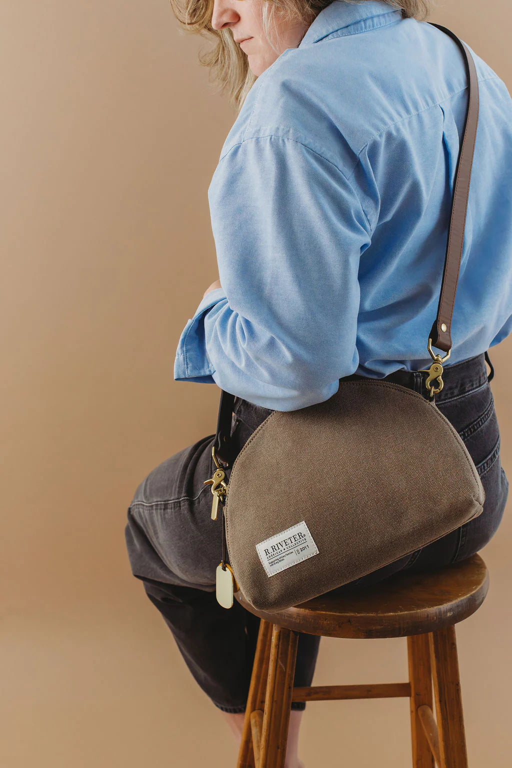 Hopper Crossbody | Chocolate Washed Canvas + Brown