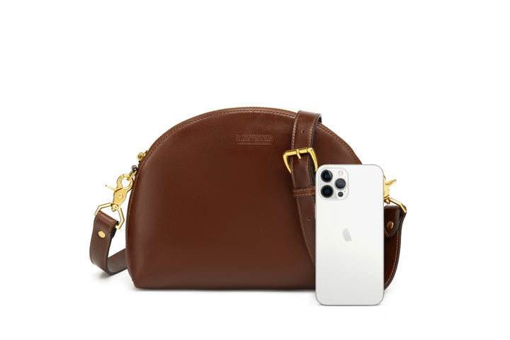 Hopper Crossbody Bag | Chocolate Brown Leather