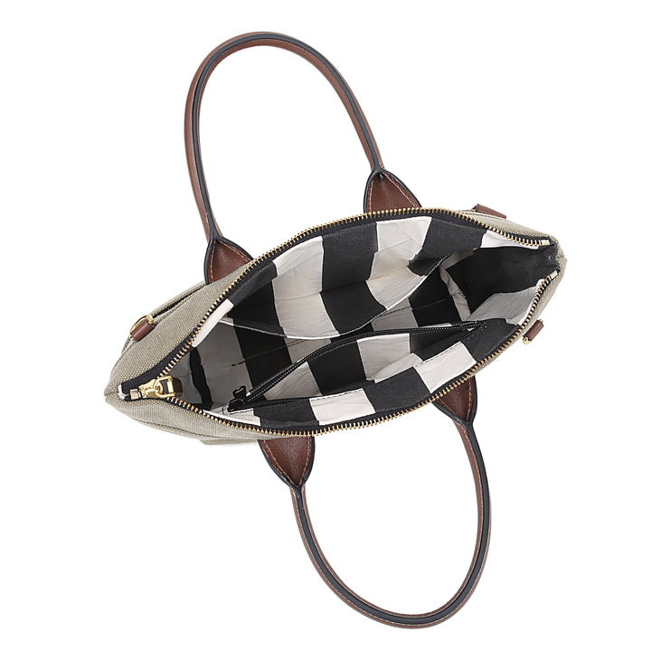 Dot | Small Tote | Fatigue Washed Canvas + Brown Leather