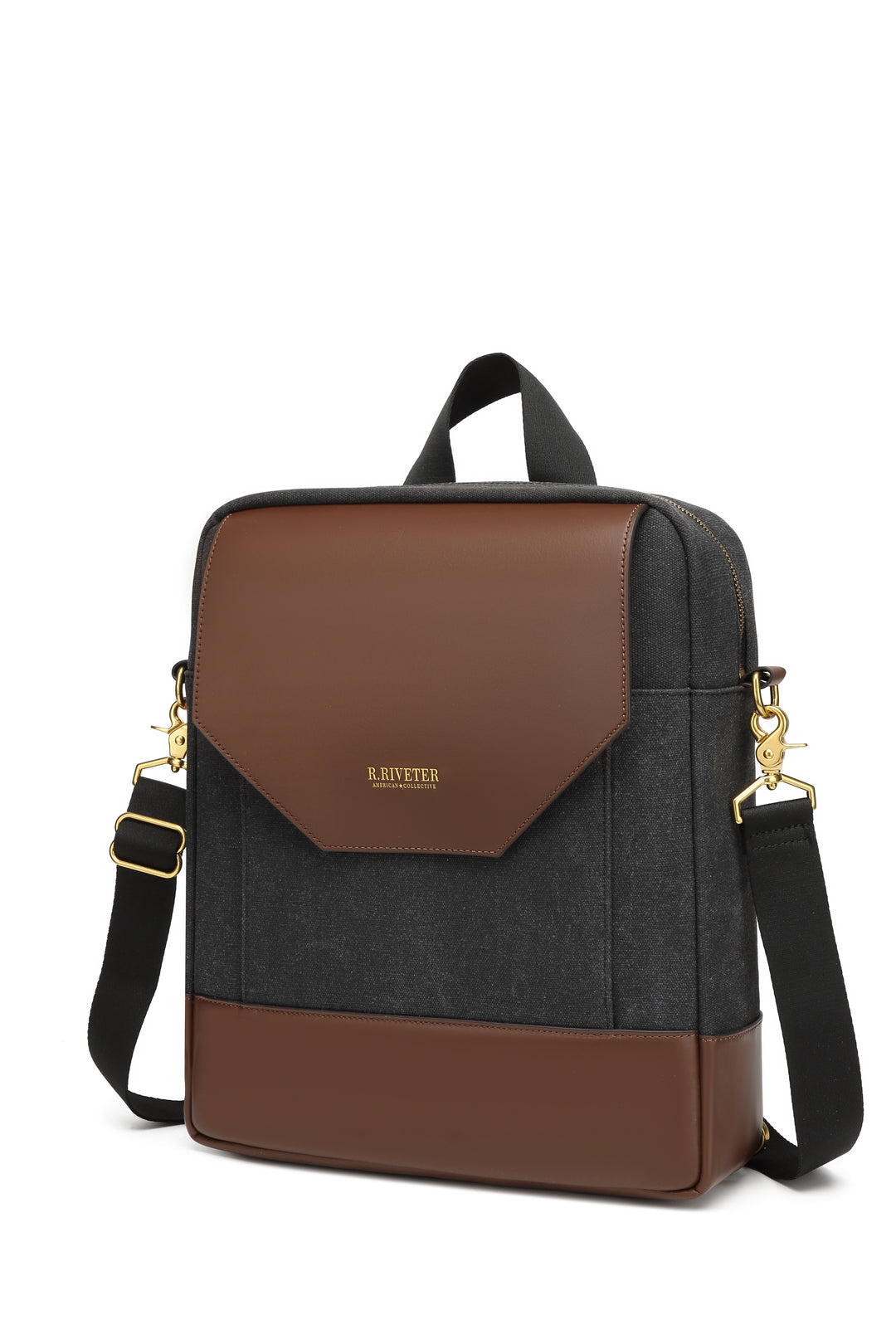 Corbin | Black Washed Canvas + Brown Leather