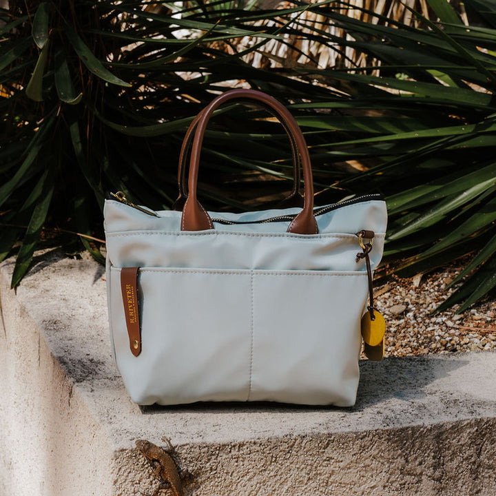 Dot | Small Tote | Slate Nylon + Brown Leather