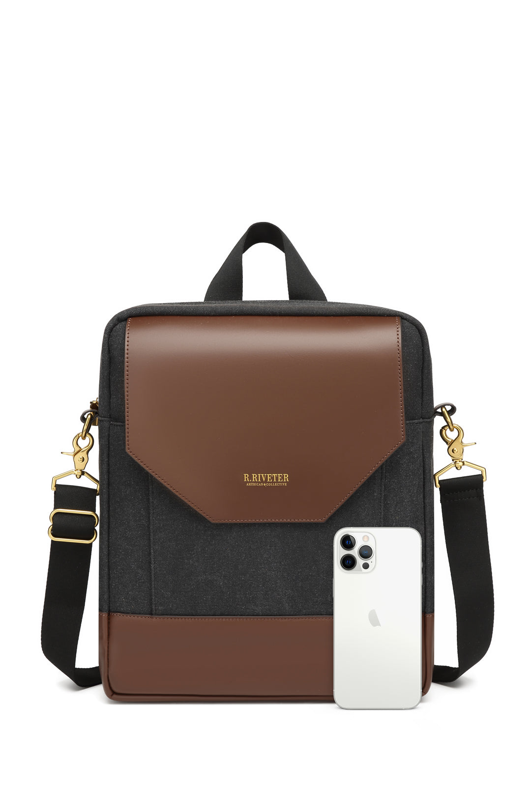 Corbin | Black Washed Canvas + Brown Leather