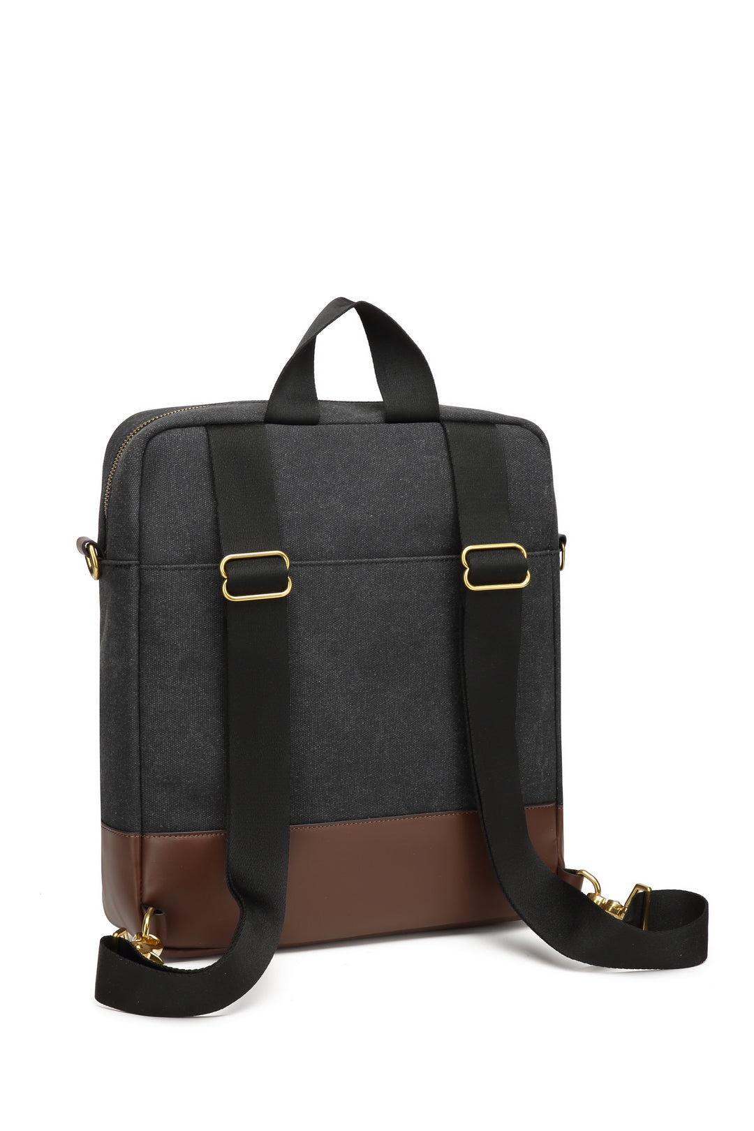 Corbin | Black Washed Canvas + Brown Leather