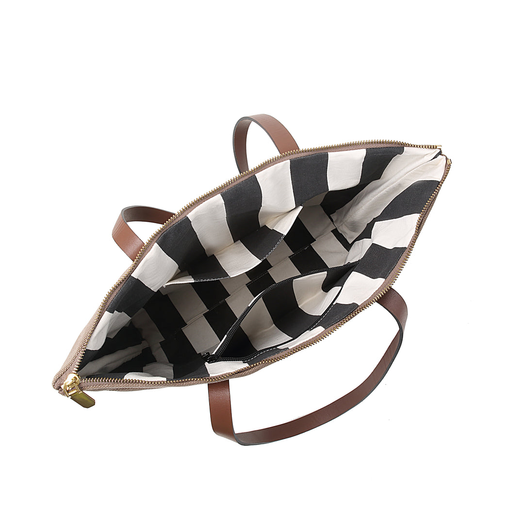 Harriet Tote Bag | Black Washed Canvas + Brown Leather