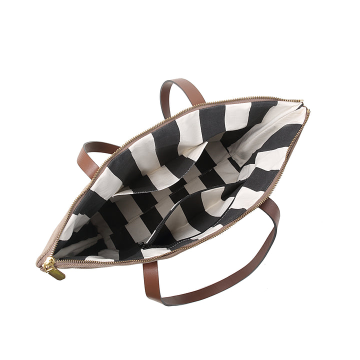 Harriet Tote Bag | Black Washed Canvas + Brown Leather