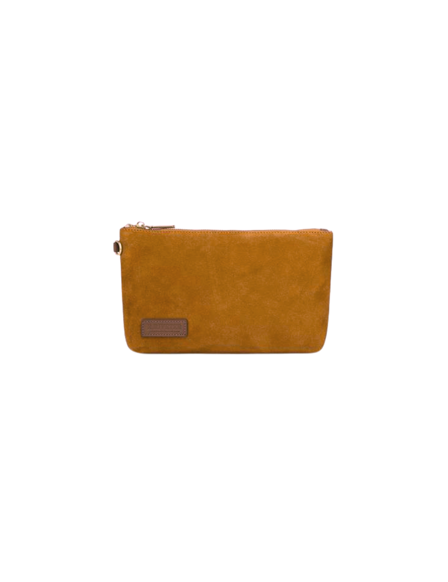Lucy Large Zipper Pouch | Mustard Suede