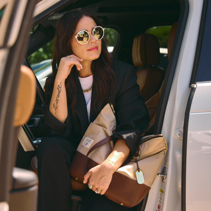 Harriet | Khaki Nylon + Brown Leather