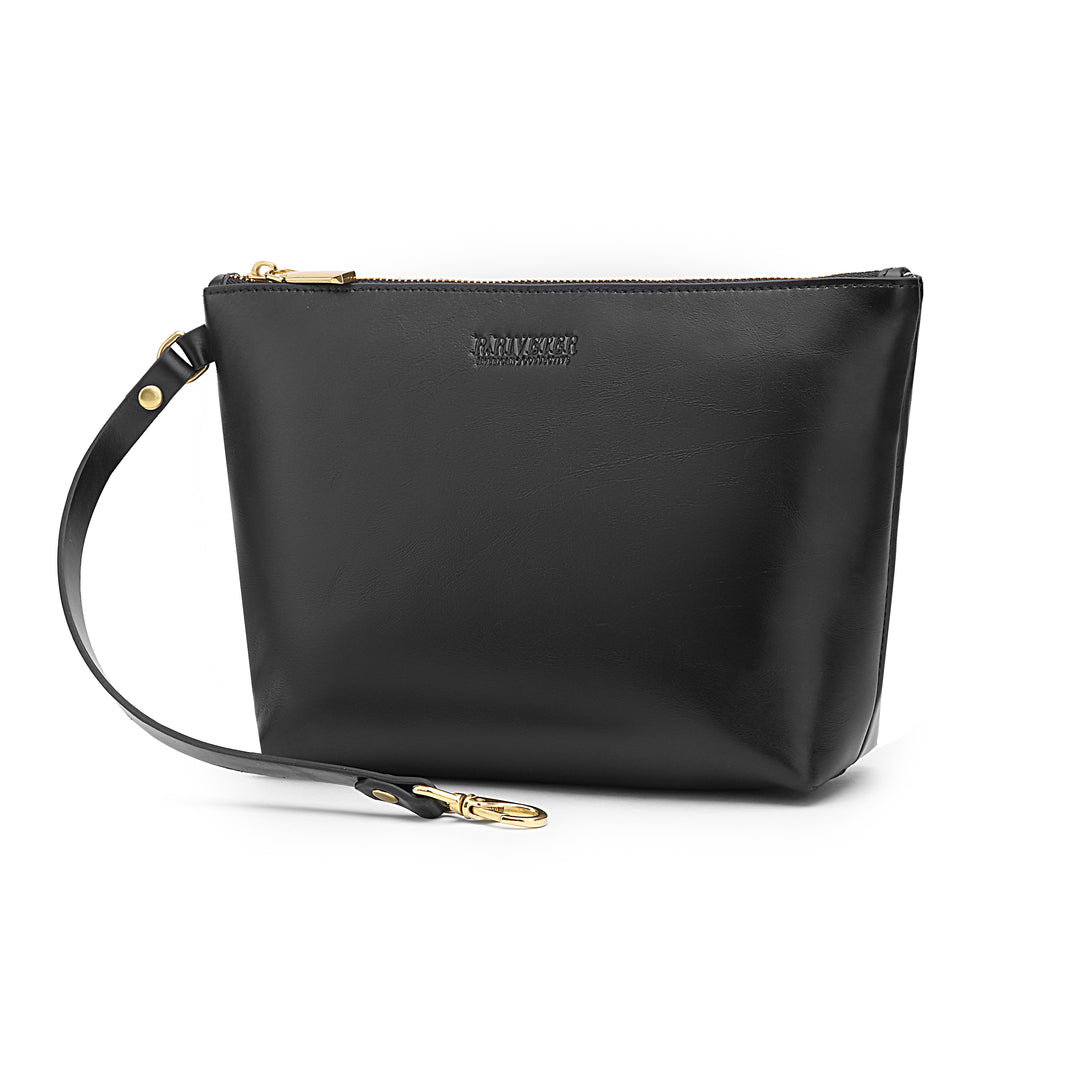 Naomi Zipper Clutch | Matte Black Leather