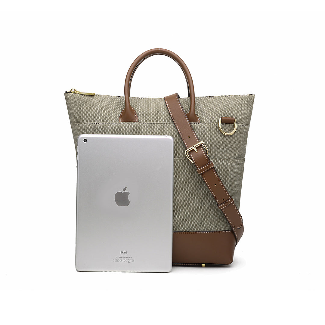 Otto Tote | Fatigue Washed Canvas + Brown Leather