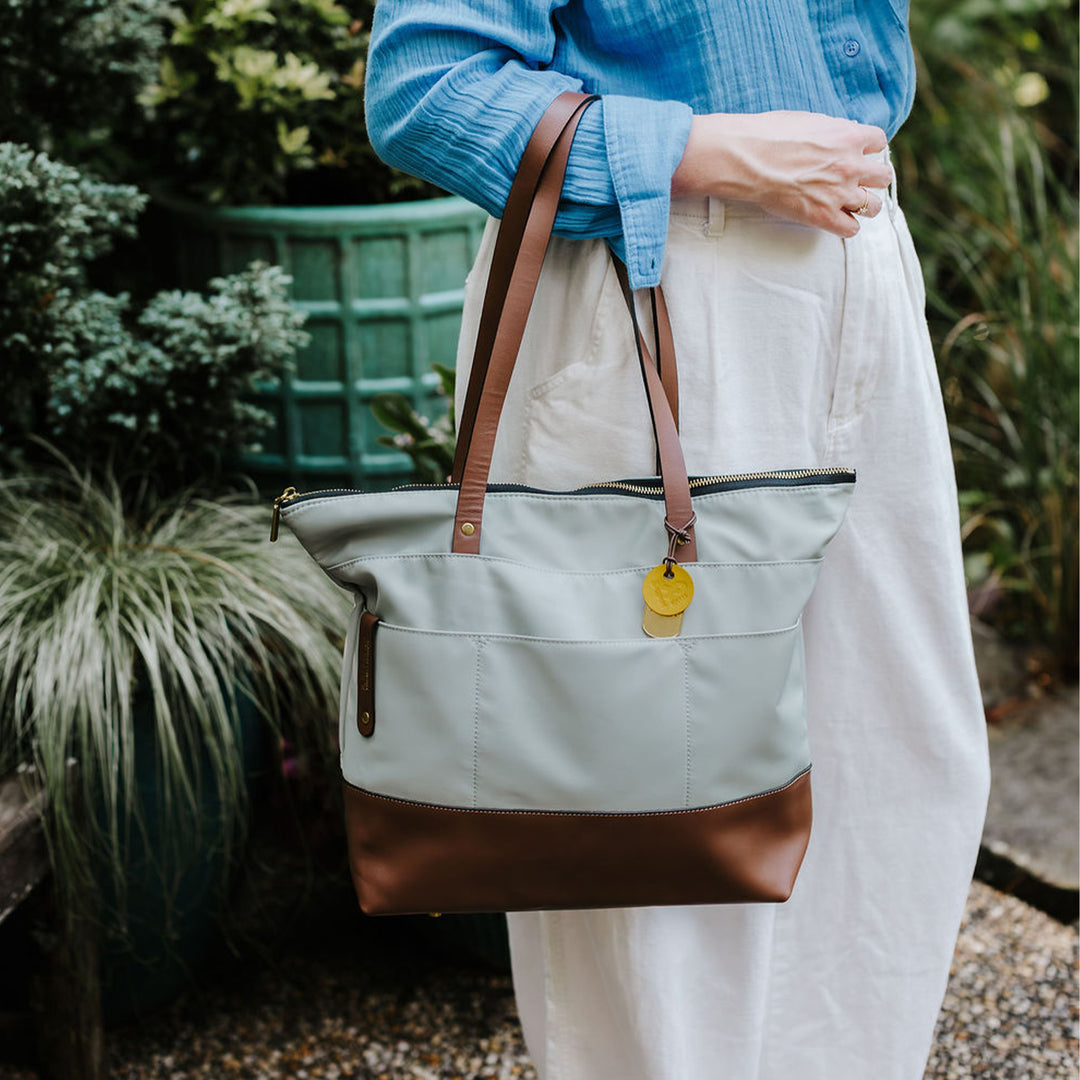 Harriet | Slate Nylon + Brown Leather