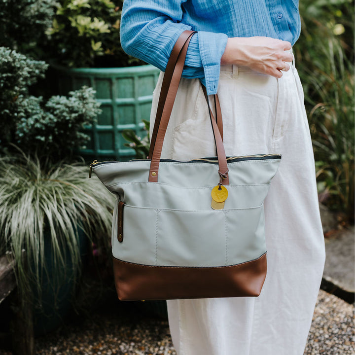 Harriet | Slate Nylon + Brown Leather