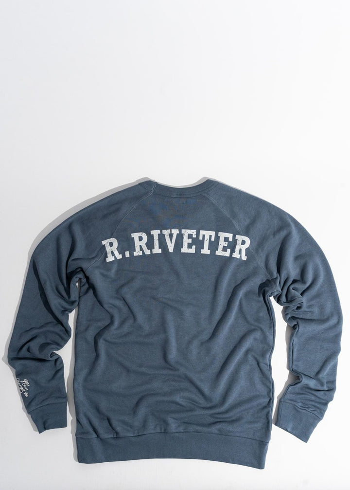 Unisex Sweatshirt | Denim Washed R.riveter Logo Clothing