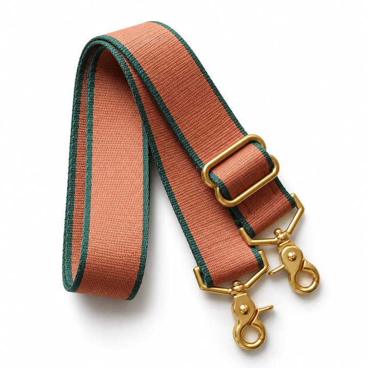 Guitar Strap | Cinnamon + Forest Green Trim
