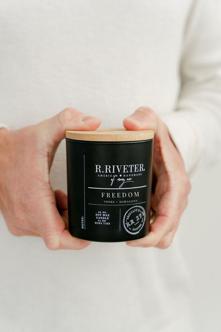 Riveter Made Candle | Freedom Candle - 10oz Black Jar