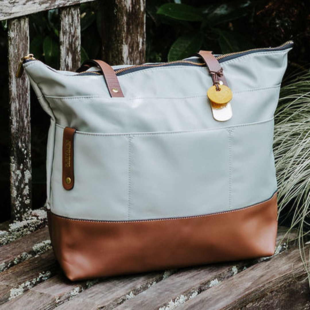 Harriet | Slate Nylon + Brown Leather