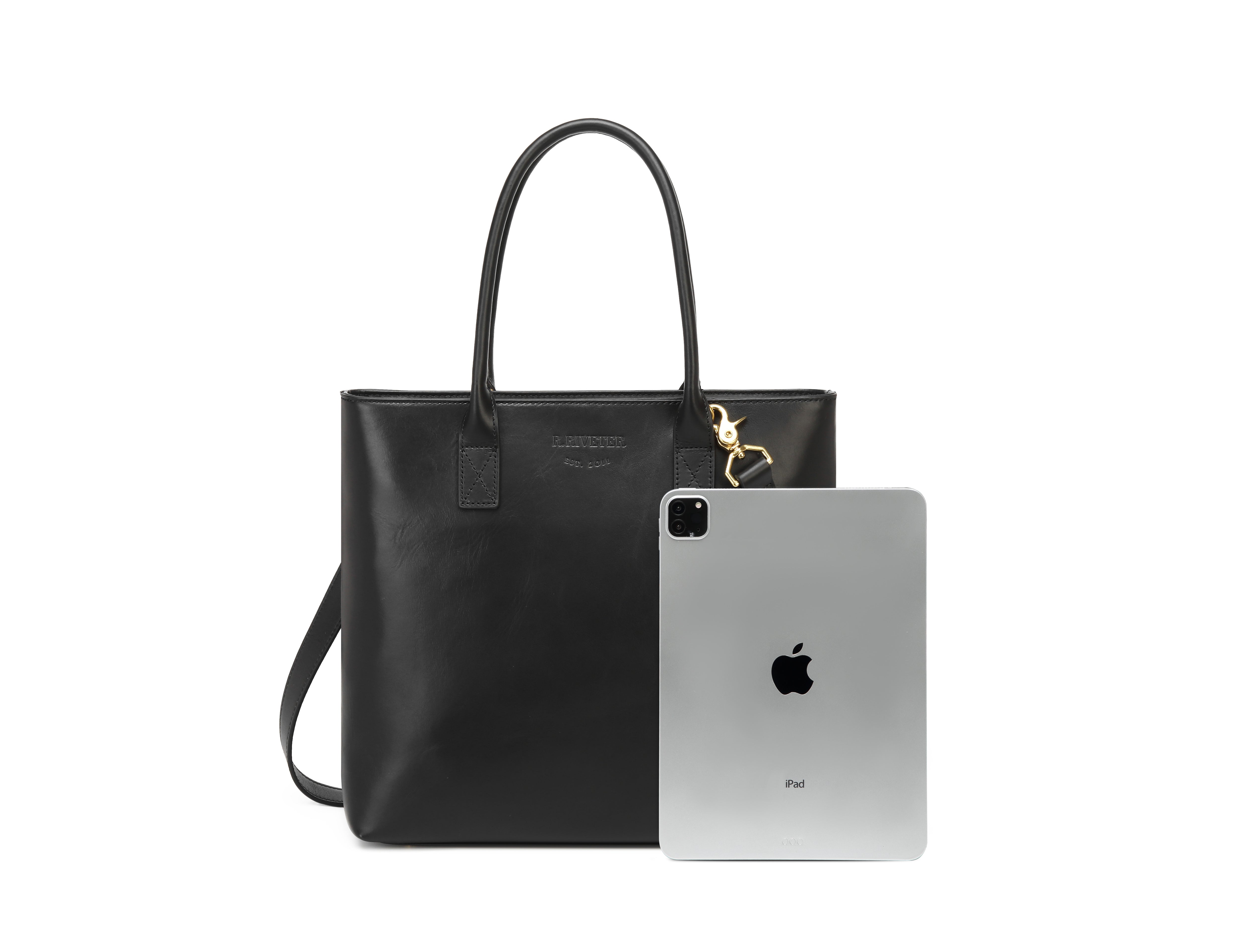 Eleanor Tote | Black Leather – R. Riveter