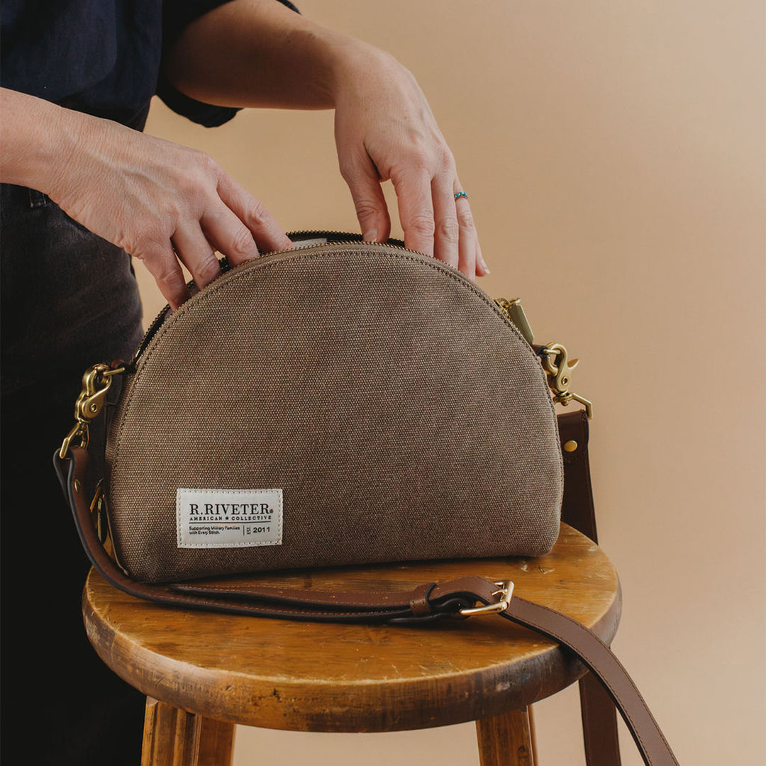 Hopper Crossbody | Chocolate Washed Canvas + Brown