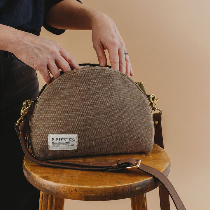 Hopper Crossbody | Chocolate Washed Canvas + Brown