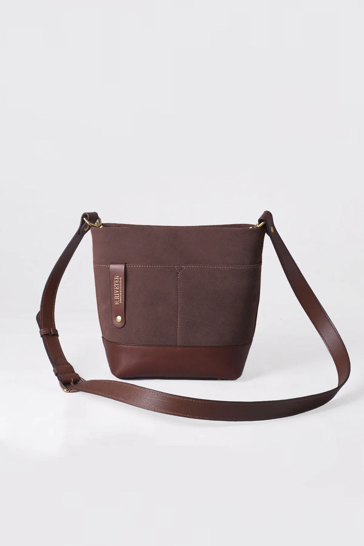 Betsy Bucket Bag | Coffee Suede + Brown