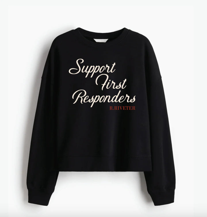 Black Crewneck Sweatshirt | Support First Responders
