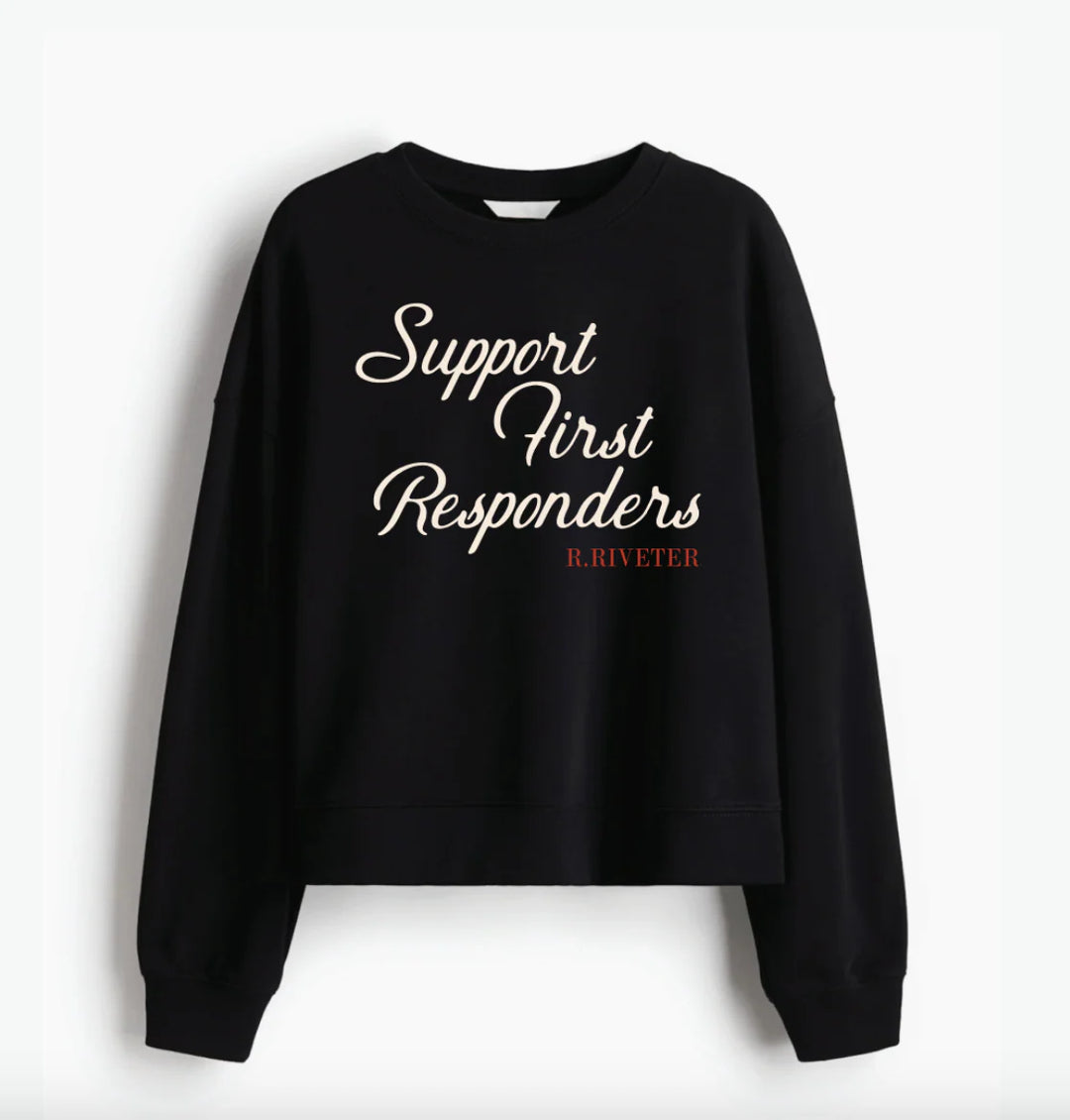 Black Crewneck Sweatshirt | Support First Responders