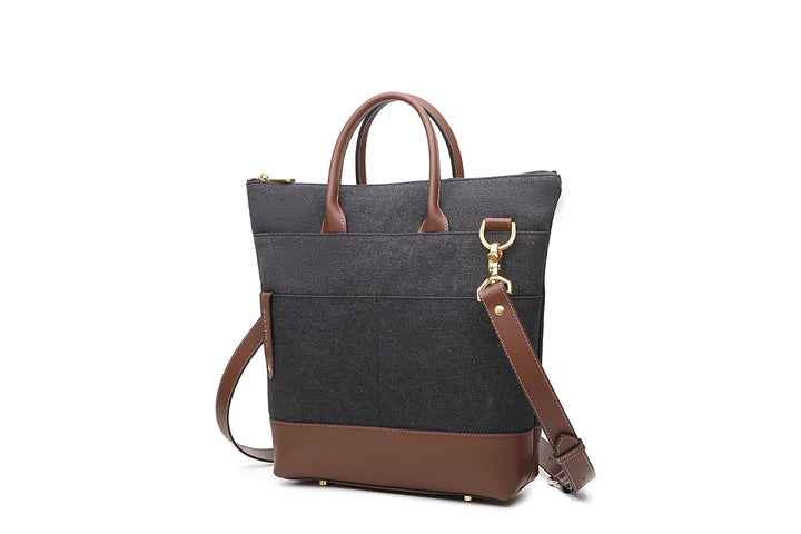 Otto Tote | Black Washed Canvas + Brown Leather