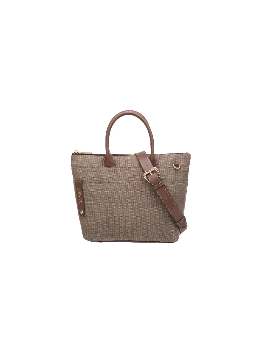 Dot | Small Tote | Chocolate Washed Canvas + Brown Leather