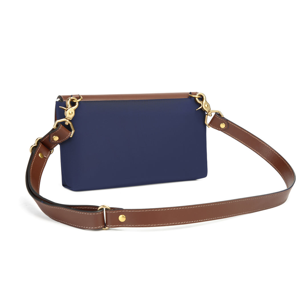 Patton | Navy Nylon + Brown Leather