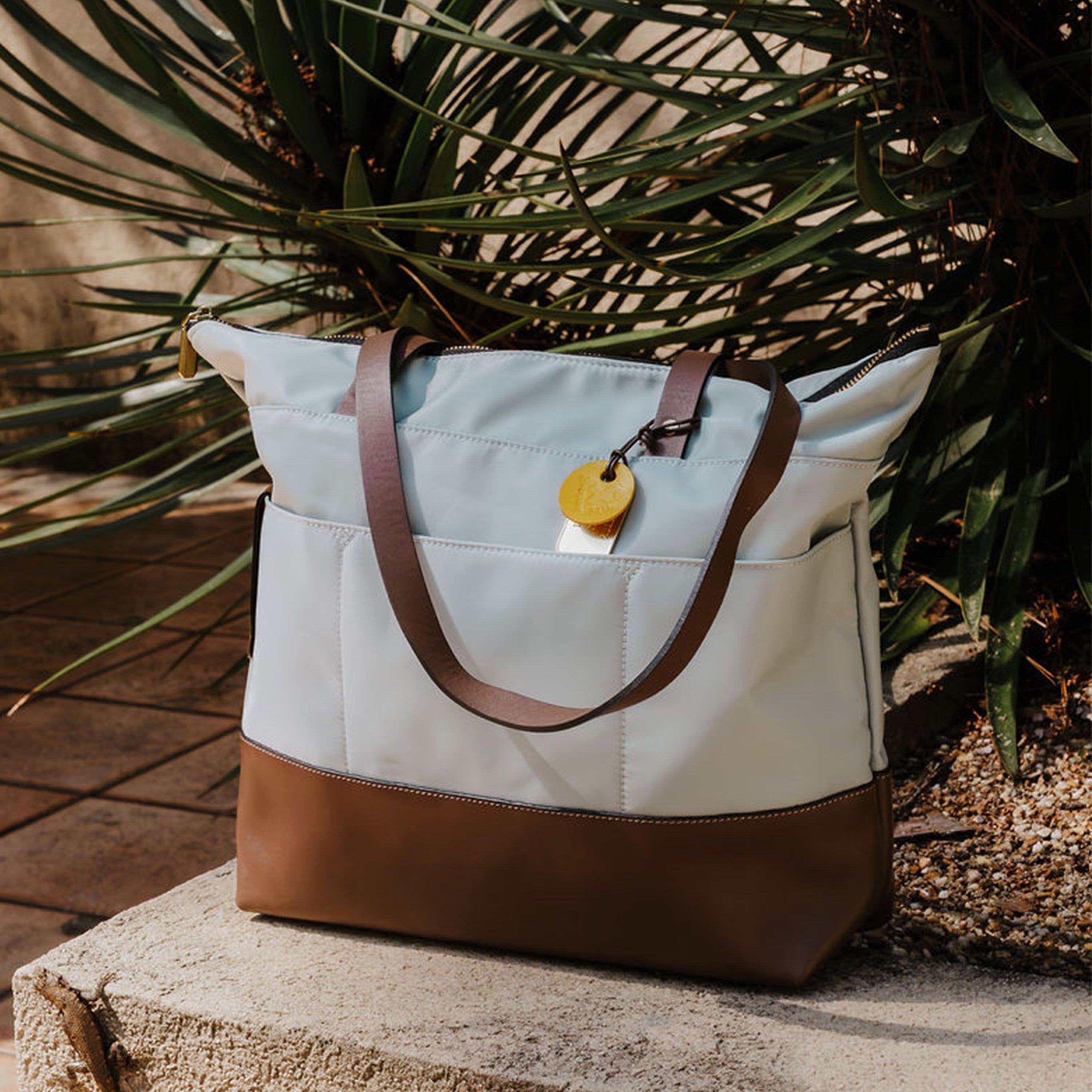 Harriet | Slate Nylon + Brown Leather – R. Riveter