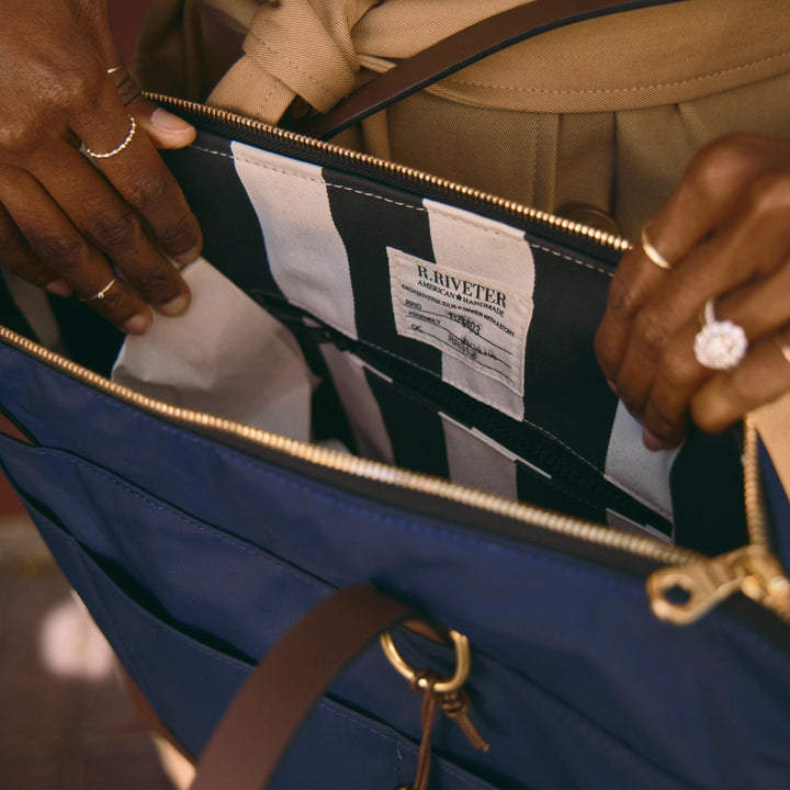 Harriet Tote Bag | Fatigue Nylon + Brown Leather