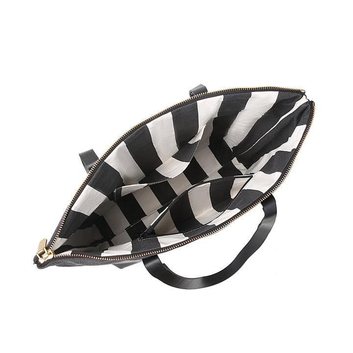 Harriet Tote Bag | Black Washed Canvas + Black Leather