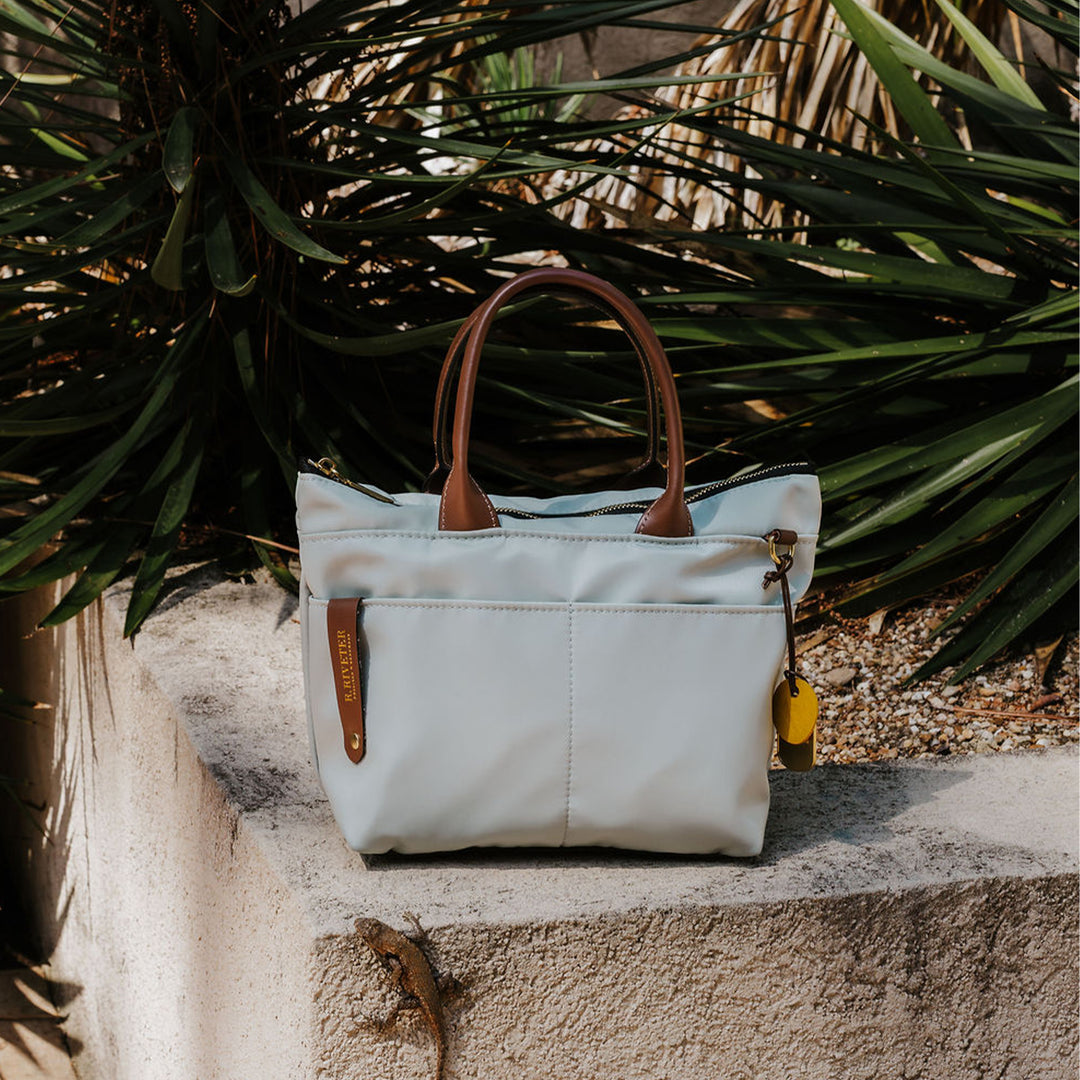 Dot | Small Tote | Slate Nylon + Brown Leather