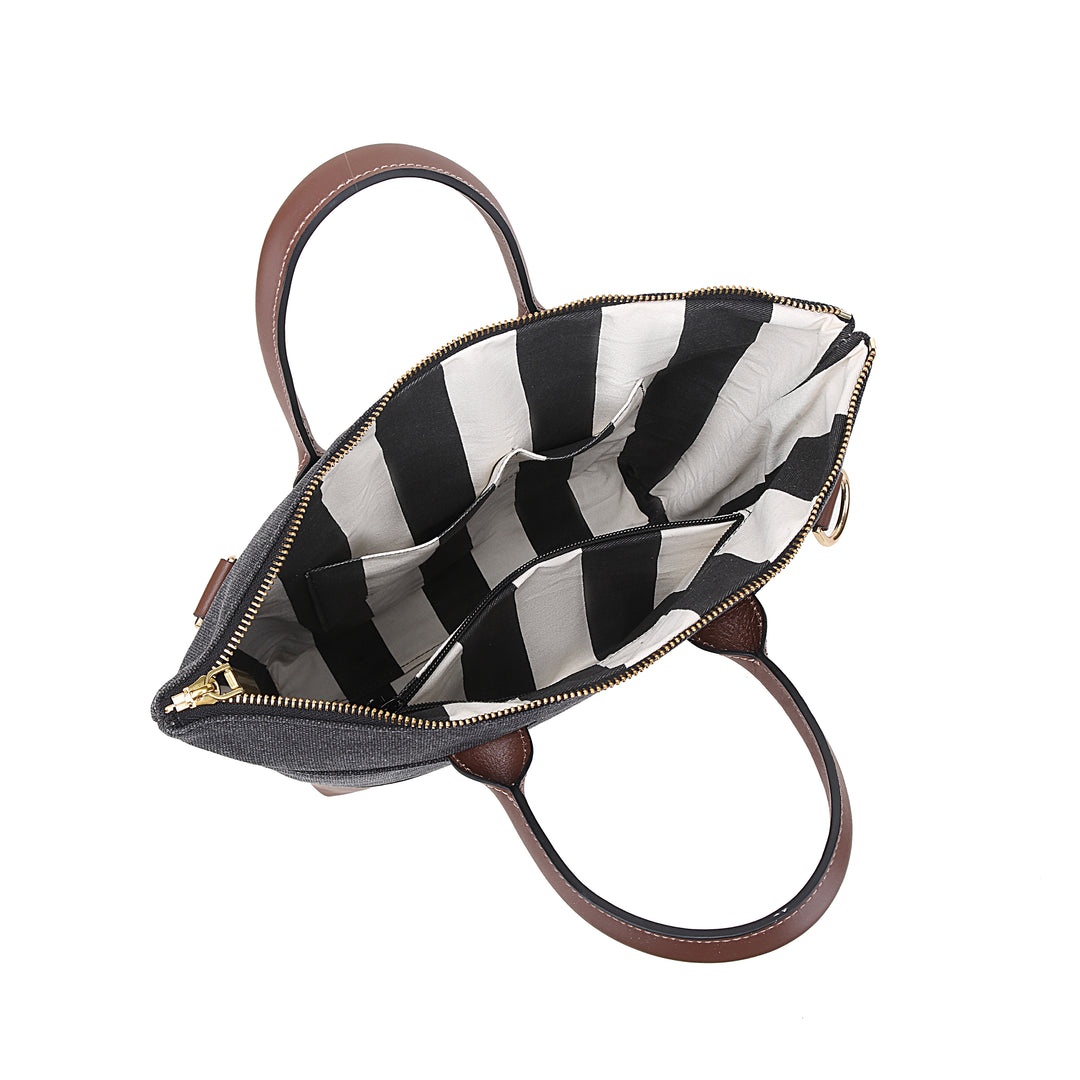 Otto Tote | Black Washed Canvas + Brown Leather