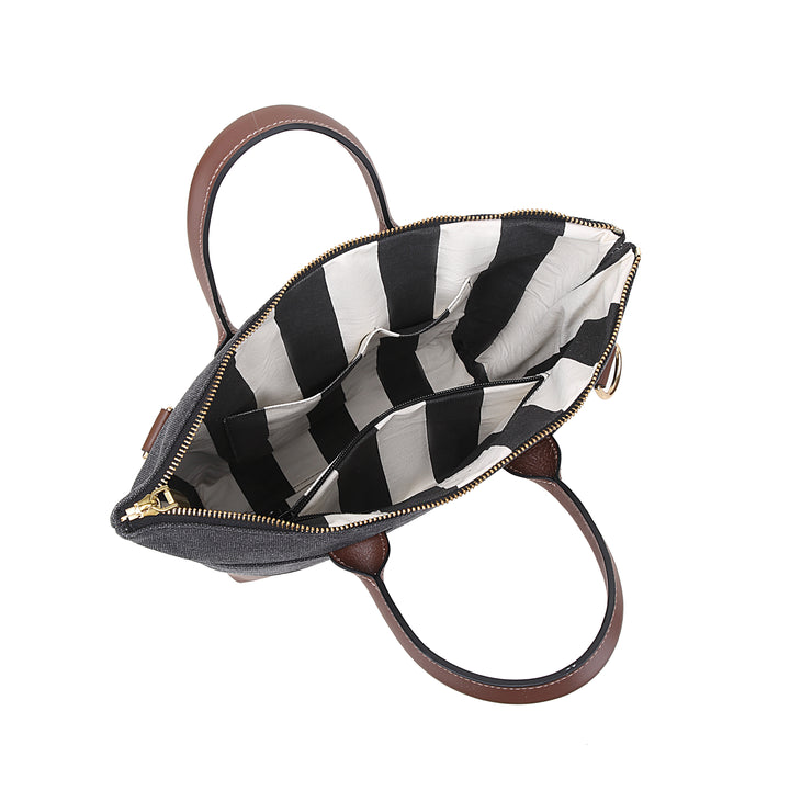 Otto Tote | Black Washed Canvas + Brown Leather