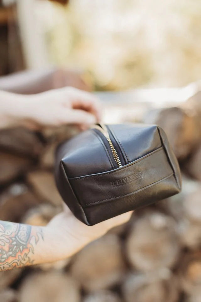 Mens Dopp Kit | Black Leather