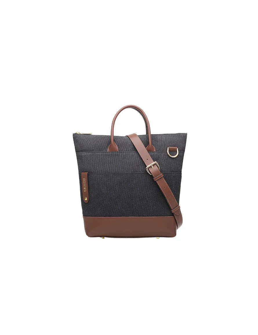 Otto Tote | Black Washed Canvas + Brown Leather