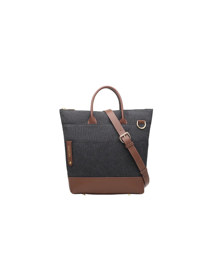 Otto Tote | Black Washed Canvas + Brown Leather