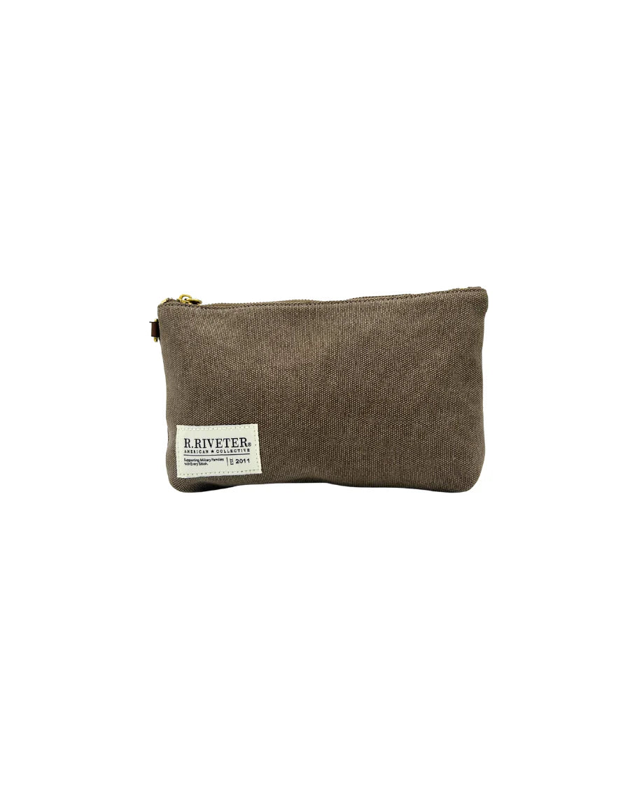 Lucy Large Zipper Pouch | Chocolate Washed Canvas