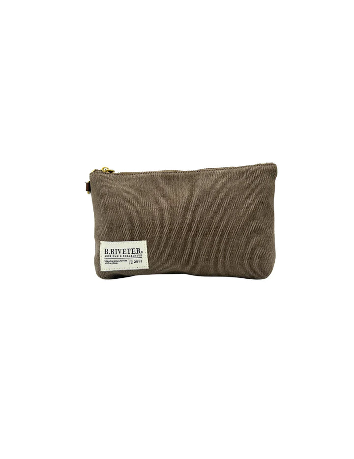 Lucy Large Zipper Pouch | Chocolate Washed Canvas