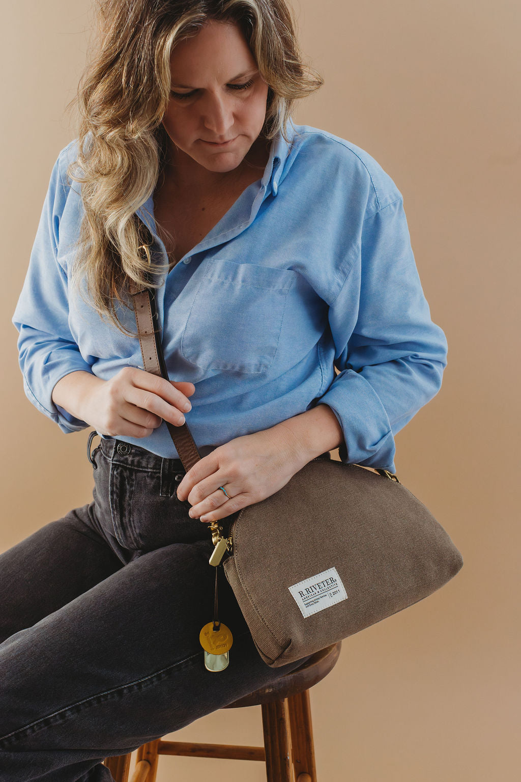 Hopper Crossbody | Chocolate Washed Canvas + Brown