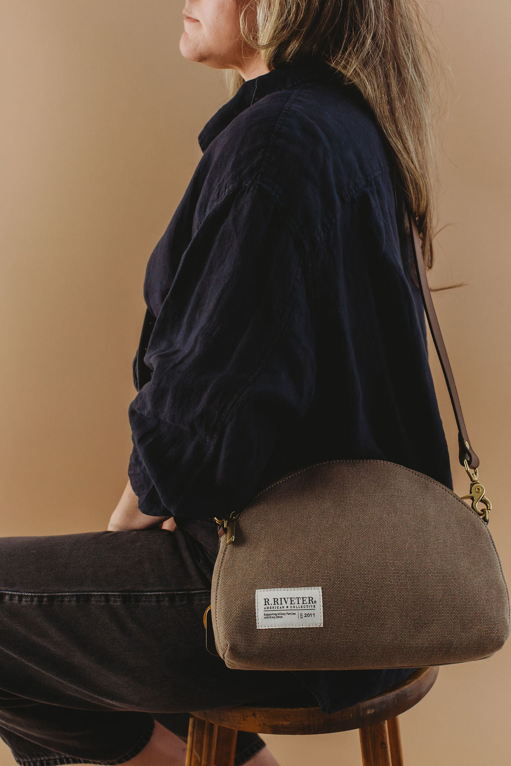 Hopper Crossbody | Chocolate Washed Canvas + Brown